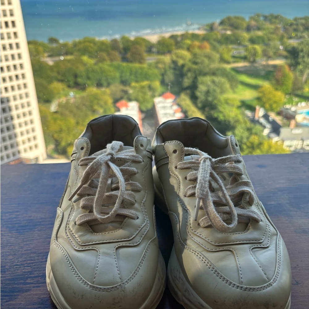 Used Gucci Cream Sneakers Rhython shoes size 8.5 US - Picture 4 of 16